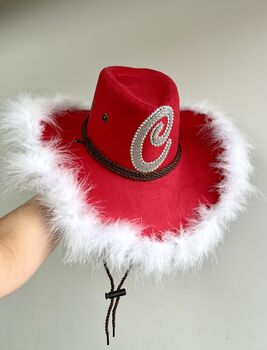 Personalised Feather Trim Christmas Cowboy Hat, 5 of 5