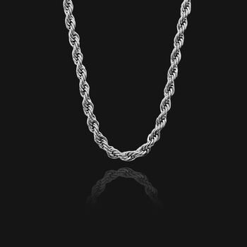 Twist Rope Chain Necklace, Silver Stainless Steel, 2 of 6
