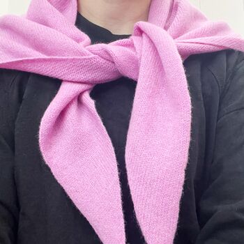 Lambswool Knitted Triangle Scarf With Stripe On Reverse, 9 of 10