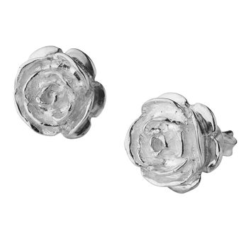 Sterling Silver Rose Stud Earrings, 2 of 4