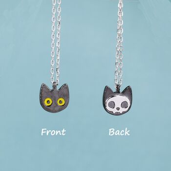 Schrodinger's Cat Double Sided Pendant Necklace, 6 of 11
