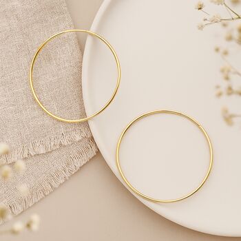 Large Solid 9ct Yellow Gold Sleeper Hoop Earrings, 4 of 6
