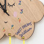 Children's Oak Wood Raindrops And Cloud Rainbow Clock, thumbnail 2 of 6