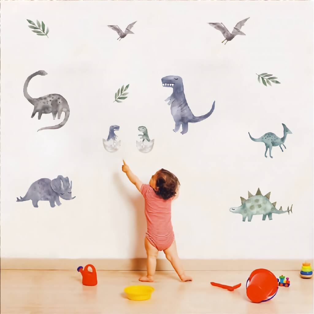 Watercolour Dinosaur Wall Stickers By Little London Co Gifts