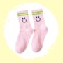 Smiley Face Two Stripe Sock Letterbox Gift Five Pairs, thumbnail 2 of 8