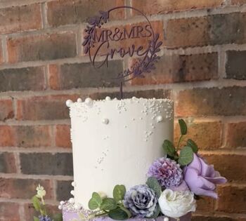 Personalised Mr And Mrs Floral Wedding Cake Topper, 2 of 5