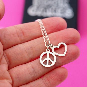 Peace And Love Necklace In Recycled Sterling Silver, 7 of 11