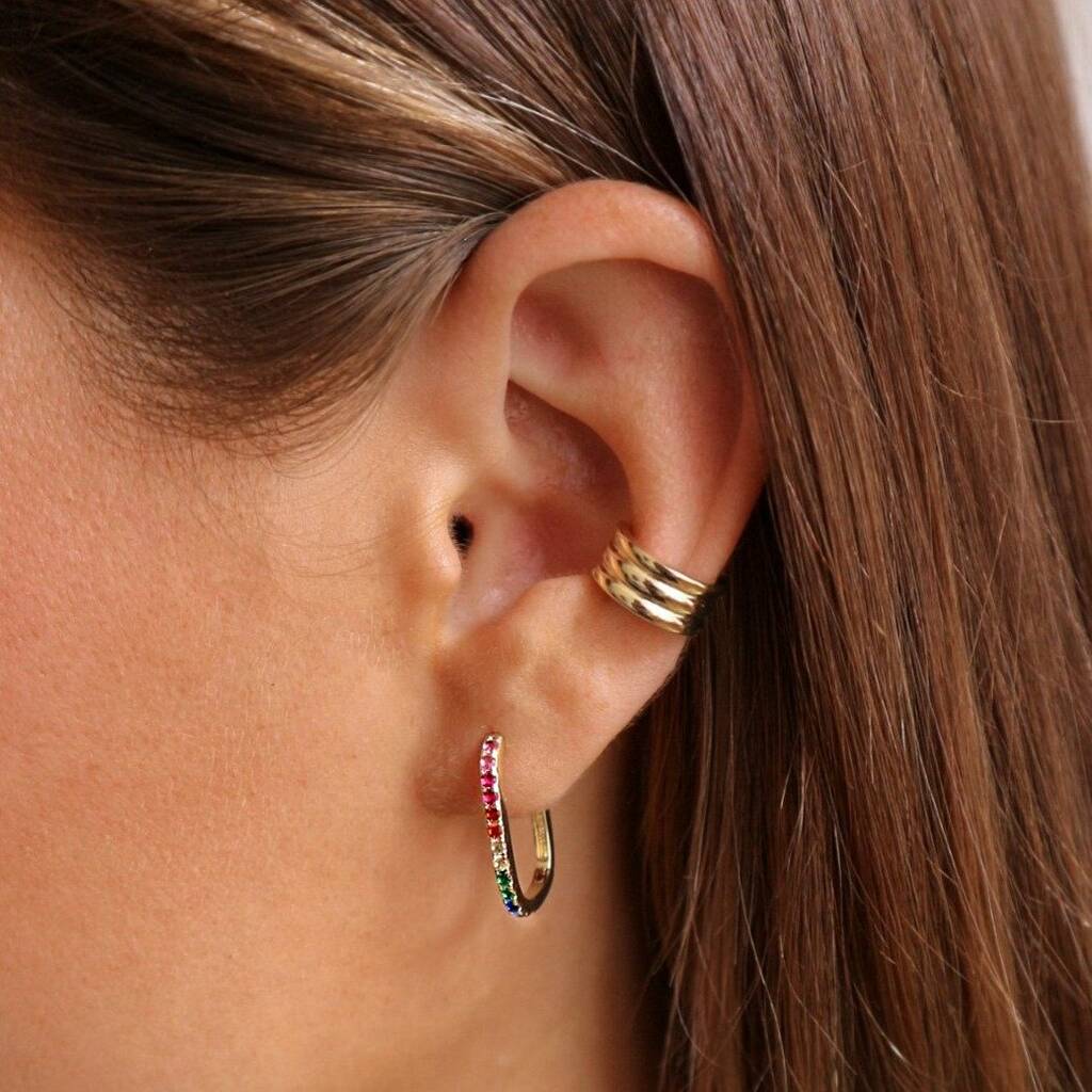 Rainbow Rectangular Hoop Earrings By Junk Jewels