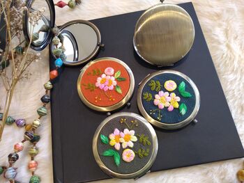 Hand Embroidered Compact Mirror, 2 of 7