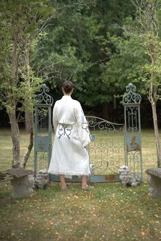 Long Organic Cotton Robe: White With Butterfly, 4 of 7