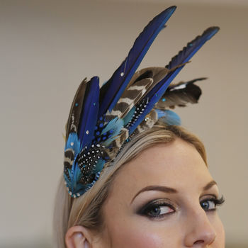 Dramatic Blue Feather Headpiece, 5 of 12