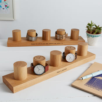 Personalised Solid Oak Watch Stand For Five Watches, 2 of 9