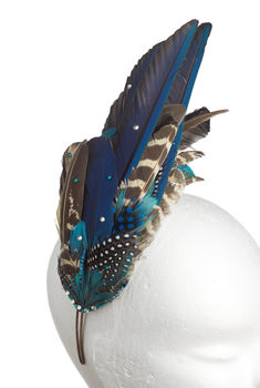 Dramatic Blue Feather Headpiece, 8 of 12