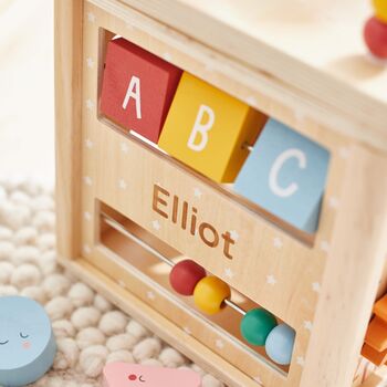 Personalised Colourful Wooden Activity Cube 12m+, 5 of 5