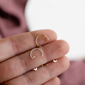 Crescent Moon Pull Through Hoop Earrings, 3 of 8
