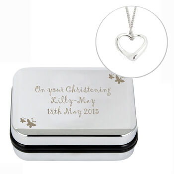 Silver Heart Necklace With Butterfly Box – Personalised, 2 of 3