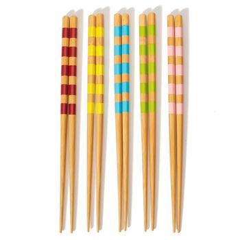 Striped Bamboo Chopsticks Set Of Five, 3 of 4