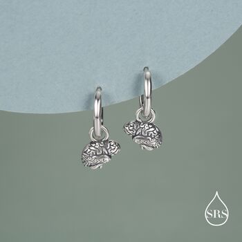 Sterling Silver Brain Huggie Hoop Earrings, 3 of 11