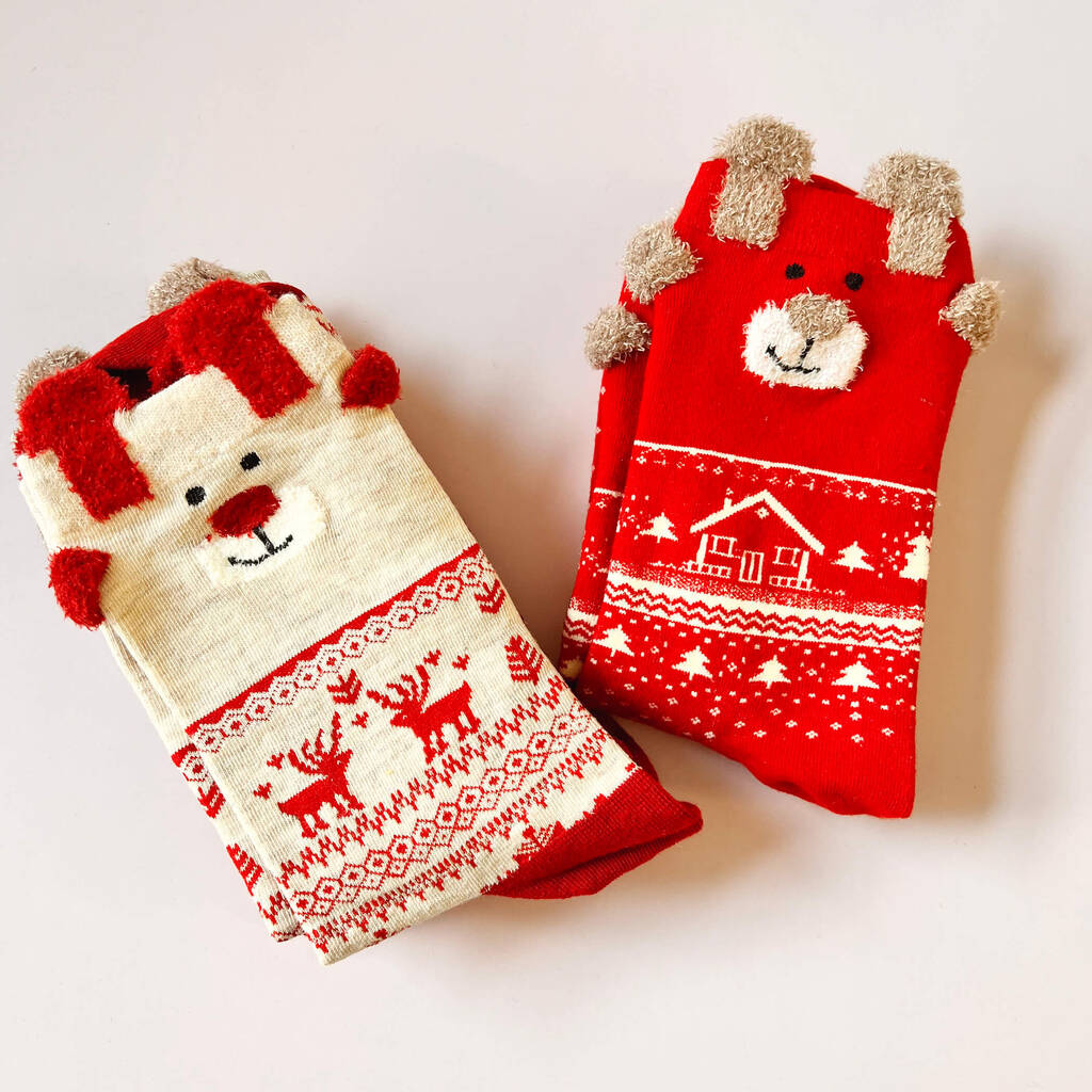 Personalised Christmas Reindeer Socks Box Gift By Studio Hop ...