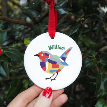 Personalised Patchwork Robin Memorial Decoration, 3 of 8