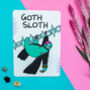 Goth Sloth Art Print, thumbnail 1 of 3