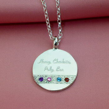 Special Birthstone Engraved Disc Necklace, 2 of 3