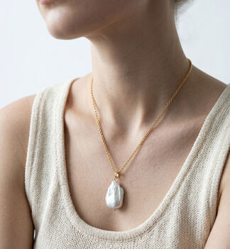 Shinju Gold Real Baroque Freshwater Pearl Pendant, 2 of 5