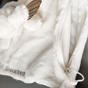 Personalised White Plush Lamb Pocket Comforter Blanket, 4 of 8