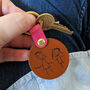 Personalised Child's Drawing Leather Keyring For Mum, thumbnail 2 of 5