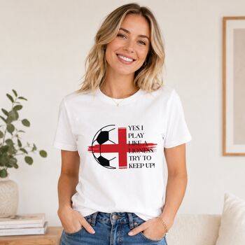 I Play Like A Lioness Football T Shirt, 9 of 9