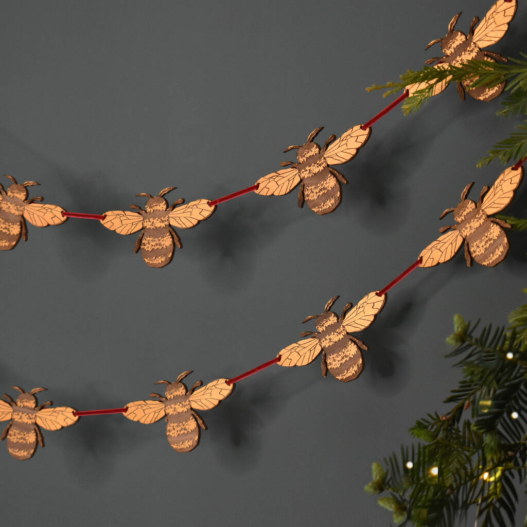 Hand Painted Bumble Bee Christmas Garland, 1 of 4