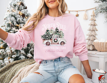 North Pole Christmas Tree Farm Sweatshirt, 2 of 12