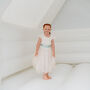 Lace And Tulle Flower Girl Dress With Colour Sash, thumbnail 3 of 5