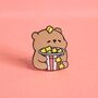 Popcorn Bear Enamel Pin | Cute Pin Badges, thumbnail 5 of 7