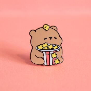 Popcorn Bear Enamel Pin | Cute Pin Badges, 5 of 7