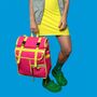 Neon Rolltop Backpack Pannier Pink Bicycle Bag, thumbnail 7 of 8