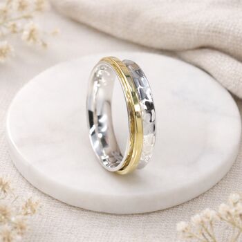 Personalised Sterling Silver And Brass Spinner Ring – 6mm, 5 of 11