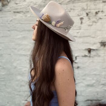 Hand Embroidered Floral Wool Fedora, 2 of 12