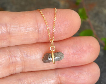 Natural Rough Diamond Necklace In 18k Yellow Gold, 2 of 5
