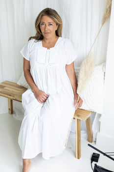 White Cotton Victorian Styled Panel Nightdress, 4 of 10
