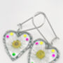 Heart Earrings With Daisies And Colourful Crystals In Gold Or Silver, thumbnail 2 of 12