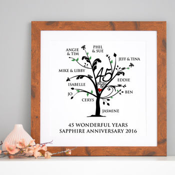 Personalised Sapphire Anniversary Family Tree Print, 11 of 12