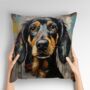 Dachshund Drip Hand Made Poly Linen Cushions, thumbnail 2 of 7