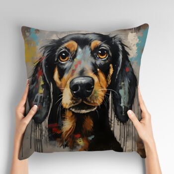 Dachshund Drip Hand Made Poly Linen Cushions, 2 of 7