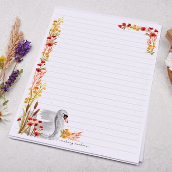 A5 Letter Writing Paper With Flower Border And Swan, 3 of 4