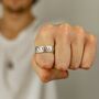 Men's Roman Numerals Personalised Silver Ring, thumbnail 1 of 8