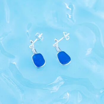 Cornish Sea Glass Stud Earrings Blue, 4 of 5