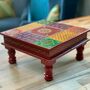 Hand Painted Indian Low Wooden Stool, thumbnail 1 of 3