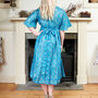 Zaria Blue Silk Print Embroidered Dress 21, thumbnail 2 of 3