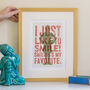 Buddy The Elf Sayings Print Smiling's My Favourite, thumbnail 1 of 3